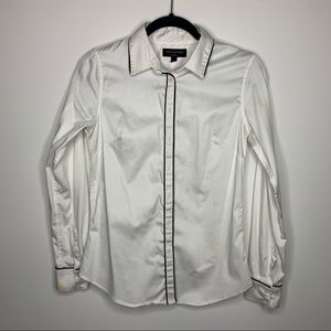 Banana Republic White Button Down with Black Trim Size 4